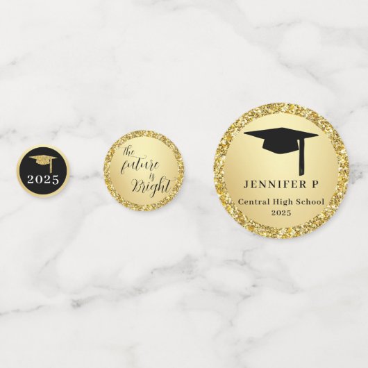 Graduate Photo Glitter Gold Novelty Graduation  Confetti (Achterkanten)