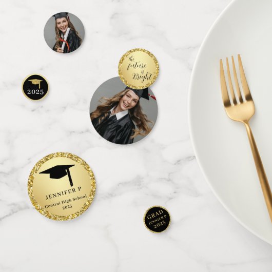 Graduate Photo Glitter Gold Novelty Graduation  Confetti (Groep)