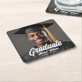 Graduate Photo w Bold Script Graduation Party Kartonnen Onderzetters (Schuin)