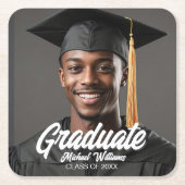 Graduate Photo w Bold Script Graduation Party Kartonnen Onderzetters (Voorkant)