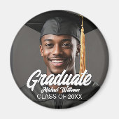 Graduate Photo w Bold Script Graduation Party Magneet (Voorkant)