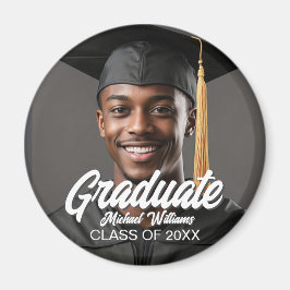 Graduate Photo w Bold Script Graduation Party Magneet