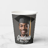Graduate Photo w Bold Script Graduation Party Papieren Bekers (Achterkant)