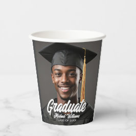 Graduate Photo w Bold Script Graduation Party Papieren Bekers