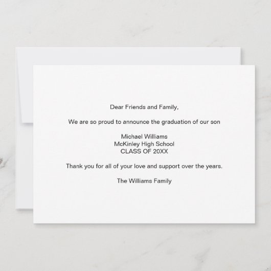 Graduate Photo with Bold Script Graduation Aankondiging (Achterkant)