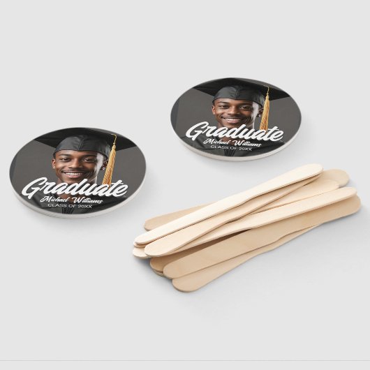 Graduate Photo with Bold Script Graduation Parents Handwaaier (Niet-gemonteerd)