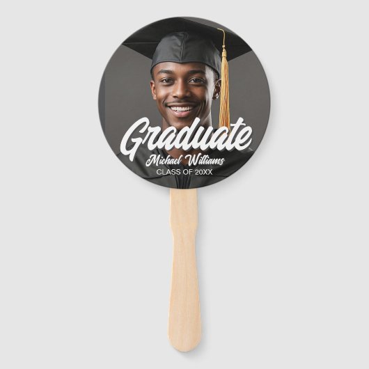 Graduate Photo with Bold Script Graduation Parents Handwaaier (Voorkant)