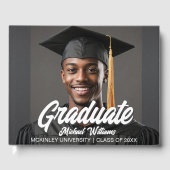 Graduate Photo with Bold Script Graduation Party Gastenboek (Voorkant)