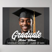 Graduate Photo with Bold Script Graduation Party Poster (Voorkant)
