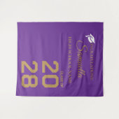 Graduate Purple Gold Script Graduation Party Wandkleed (Voorkant (horizontaal))