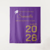 Graduate Purple Gold Script Graduation Party Wandkleed (Voorkant)
