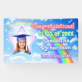 Graduate Regenboog in Blauwe Lucht Ster Foto Afstu Spandoek (Horizontaal)