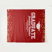 Graduate Rode Gouden Afstudeerfeest Achtergrond Wandkleed (Voorkant (horizontaal))