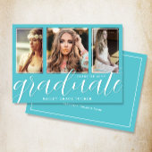 Graduate Script 3-Foto Turquoise Afstuderen Aankondiging