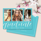 Graduate Script 3-Foto Turquoise Afstuderen Aankondiging