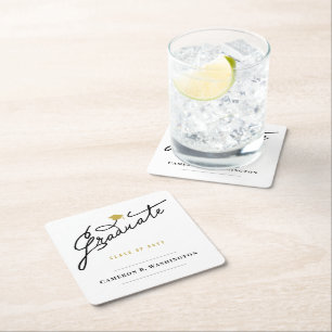 Graduate Script Afstudeerhoed Eenvoudig Afstudeerf Kartonnen Onderzetters