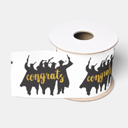 Graduate Silhouetten Met Congrats Tekst Grosgrain Lint (Spoel)