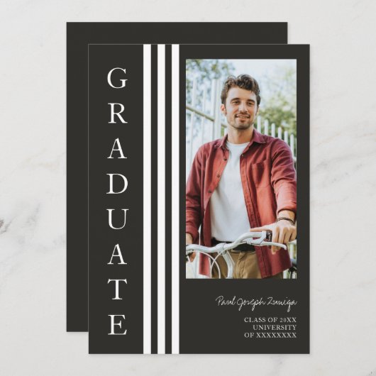 Graduate Simple Chic Trendy Script Photo Kaart (Voorkant / Achterkant)