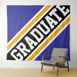 GRADUATE Sportief Navy Zwart Oranje Racing Strepen Wandkleed