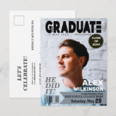 GRADUATE Tijdschrift Omslag Stijl Modern Chic Foto Uitnodiging Briefkaart (Voorkant / Achterkant)