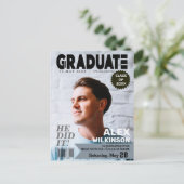 GRADUATE Tijdschrift Omslag Stijl Modern Chic Foto Uitnodiging Briefkaart (Staand voorkant)