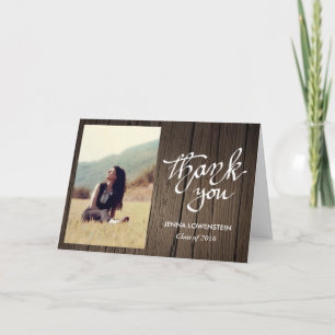 Graduate Wood Thank You Handwritten Foto Bedankkaart