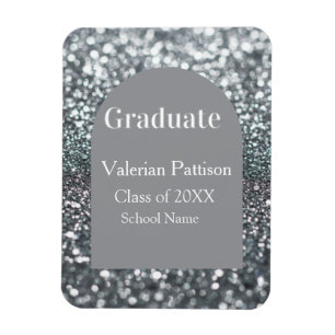 Graduate zilveren grijze glitters glans boogvorm n magneet