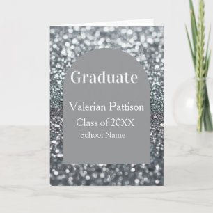 Graduate zilveren grijze glitters glinsterende boo kaart