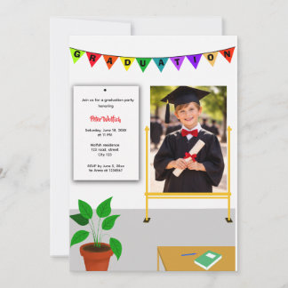Graduated Kid Happy Class Graduation Invitation Kaart