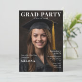 Graduatefeest fototijdschrift uitnodiging (Staand voorkant)