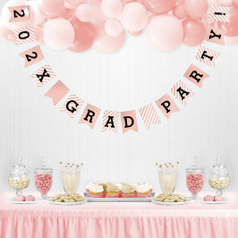Graduatefeest Roze Gouden Strepen en Stippen Vlaggetjes
