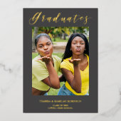 Graduates Real Golden Modern Typografie Foto Folie Uitnodiging (Voorkant)