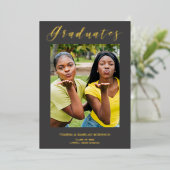 Graduates Real Golden Modern Typografie Foto Folie Uitnodiging (Staand Voorkant)