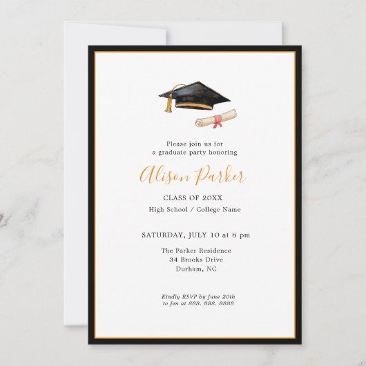 Graduatie Cap and diploma Photo Invitation Kaart (Voorkant)