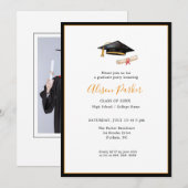 Graduatie Cap and diploma Photo Invitation Kaart (Voorkant / Achterkant)