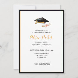 Graduatie Cap and diploma Photo Invitation Kaart