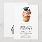 Graduatie Cap Cupcake illustratie Afstudeerder Par Kaart (Voorkant / Achterkant)