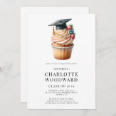 Graduatie Cap Cupcake illustratie Afstudeerder Par Kaart (Voorkant / Achterkant)