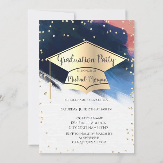 Graduatie Cap, diamanten Afstuderen penseel Slag Kaart (Voorkant)