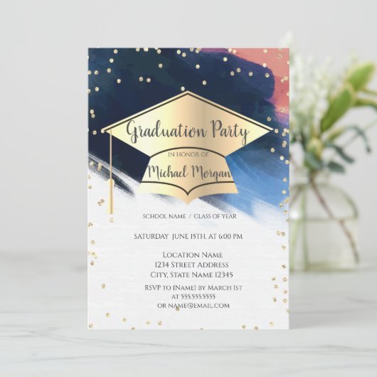 Graduatie Cap, diamanten Afstuderen penseel Slag Kaart (Staand voorkant)