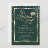 Graduatie Cap Diamonds Stars Groen Afstuderen Kaart (Voorkant)