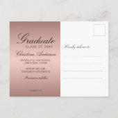 Graduatie Cap Diploma Roos Gold Save the Date Aankondigingskaart (Achterkant)