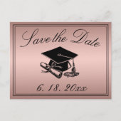 Graduatie Cap Diploma Roos Gold Save the Date Aankondigingskaart (Voorkant)