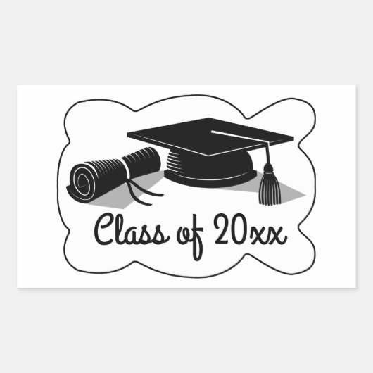Graduatie Cap en Diploma Rechthoekige Sticker (Voorkant)