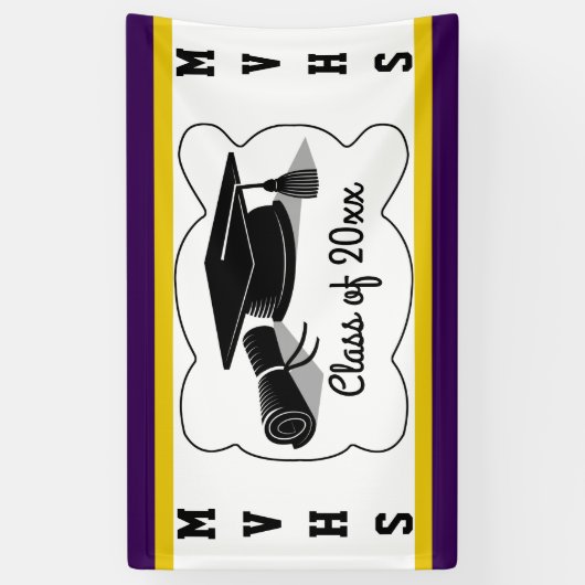 Graduatie Cap en Diploma Spandoek (Verticaal)