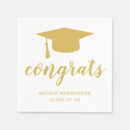 Graduatie Cap Gold en witte bereidingen Servet