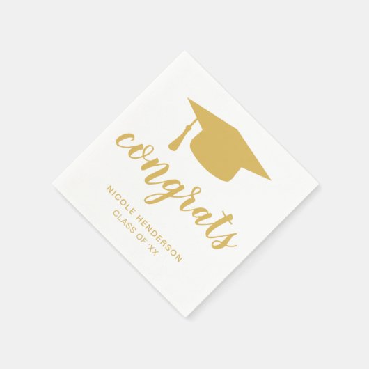 Graduatie Cap Gold en witte bereidingen Servet (Hoek)