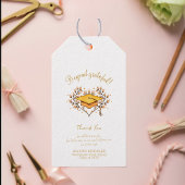 graduatie cap Hand-getrokken gouden Dank je Cadeaulabel