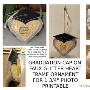 Graduatie Cap Hart Lijst Ornament 1 3/4" Foto Kaart