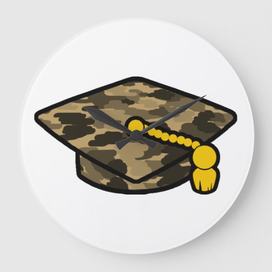 Graduatie Cap Khaki Camo Grote Klok (Voorkant)